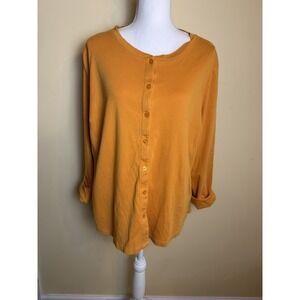 Issac Mizrahi Live! Essentials Shirt Women's XL Orange Relaxed Button Down
